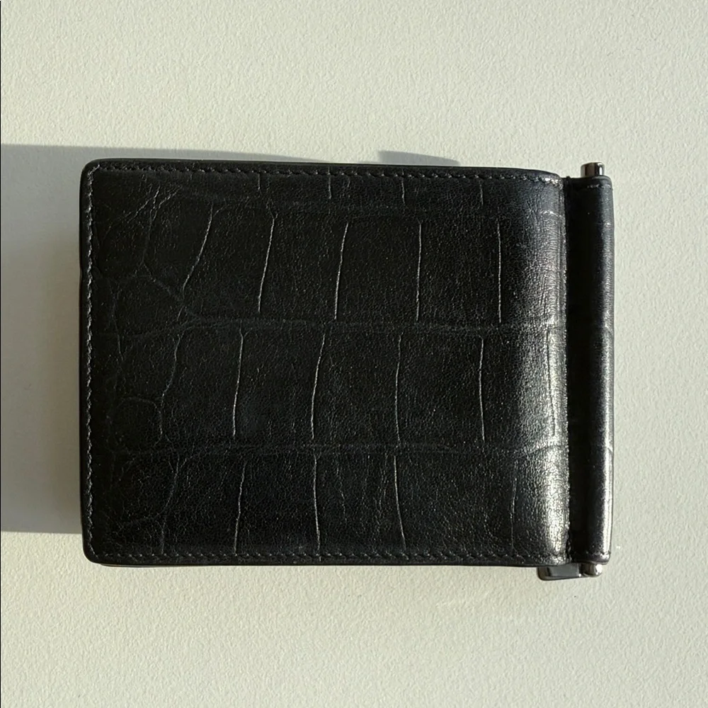 Yves Saint Laurent Croc-Embossed Black Money Clip